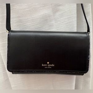 Kate Spade Black Crossbody Bag with glitter edging